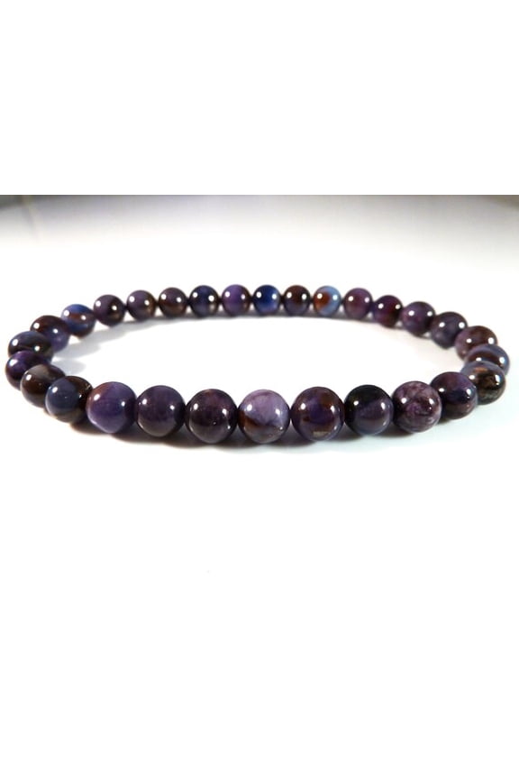 Natural Sugilite 6mm round Shape smooth Cut Beads Stretchable Bracelet for Men & Women.
