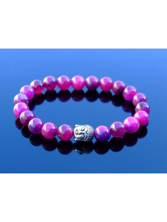 Natural Sugilite 8mm Round Shape Smooth Cut Beads Stretchable Bracelet for Men & Women.