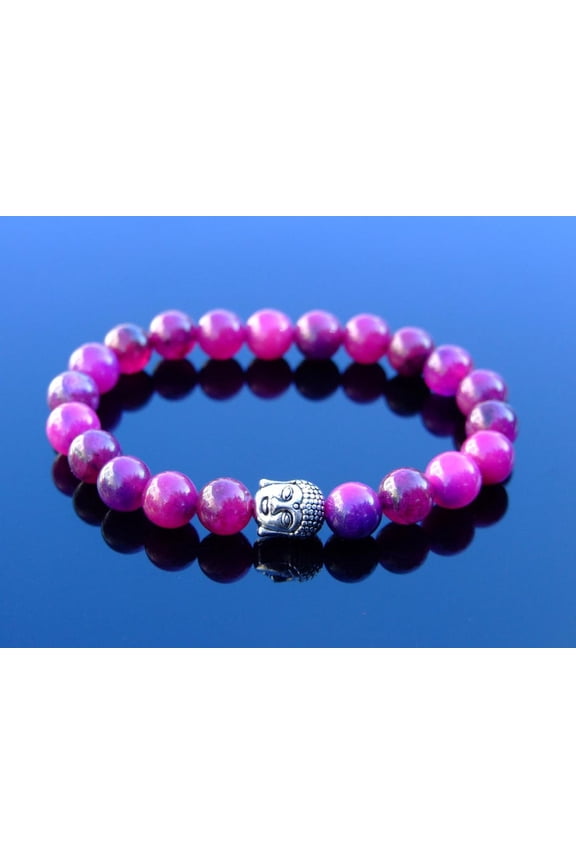 Natural Sugilite 8mm Round Shape Smooth Cut Beads Stretchable Bracelet for Men & Women.