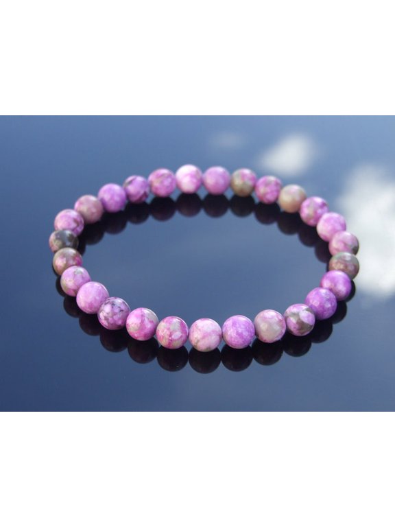 Natural Sugilite 8mm Round Shape Smooth Cut Beads Stretchable Bracelet for Men & Women.