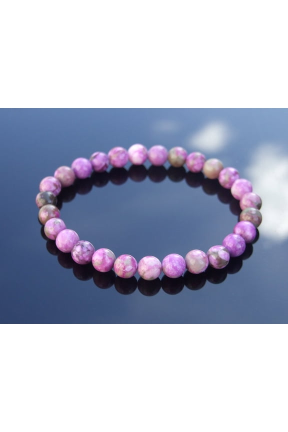 Natural Sugilite 8mm Round Shape Smooth Cut Beads Stretchable Bracelet for Men & Women.