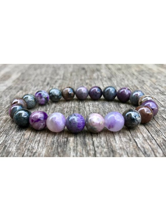 Natural Sugilite 8mm Round Shape Smooth Cut Beads Stretchable Bracelet for Men & Women.
