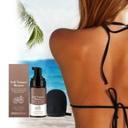 Natural Sunless Tanning Foam 100ml - Dark Shade Self Tanner with Hyaluronic Acid & Glycerin - Easy Application, Non-Sticky, Clean Formula - For All Skin Types, Travel-Friendly