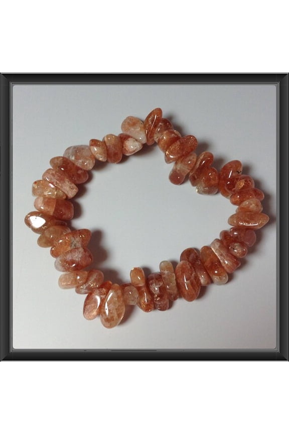 Natural Sunstone 7-12mm nugget chips Shape Smooth Cut Beads Stretchable Bracelet for Men & Women.