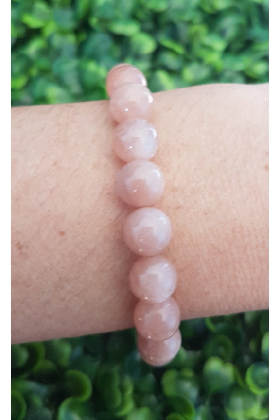 Natural Sunstone 8mm Round Shape Smooth Cut Beads Stretchable Bracelet for Men & Women.