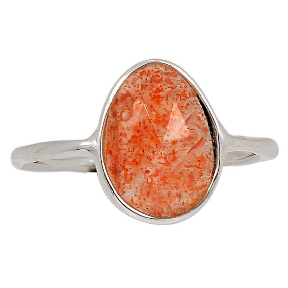 Natural Sunstone 925 Sterling Silver Ring Jewelry s.6 ALLR-26061