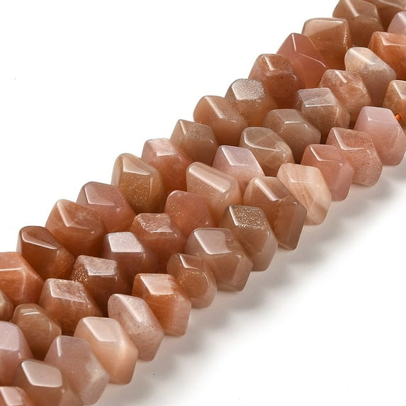 Natural Sunstone Beads Strands Faceted 10~11x8~10x7~8mm Hole: 1mm 22~23pcs/strand 7.09~7.48''(18~19cm)