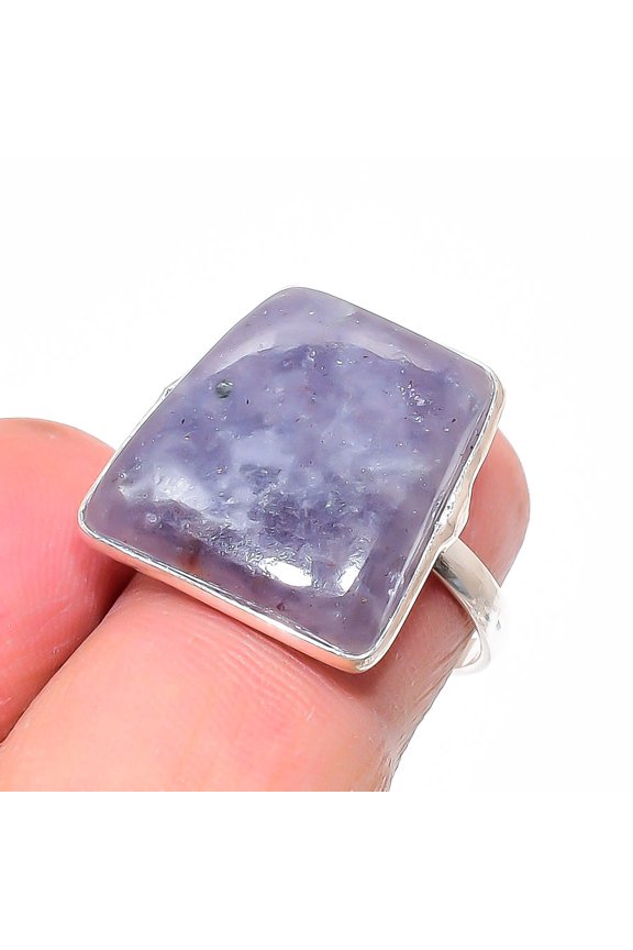 Natural Sunstone In Lolite 925 Sterling Silver Jewelry Ring Size 7.5