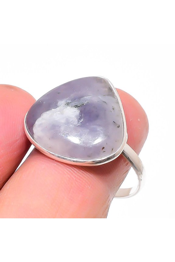 Natural Sunstone In Lolite 925 Sterling Silver Jewelry Ring Size Adjustable