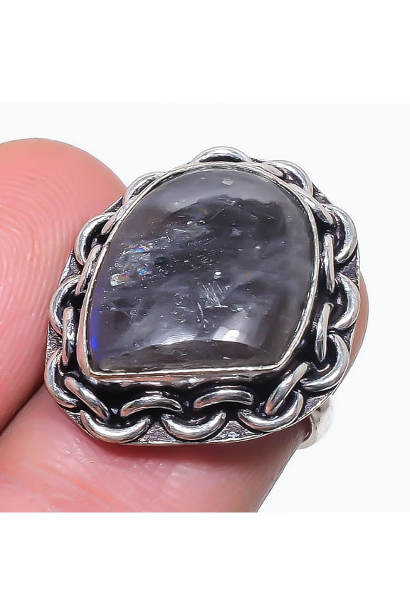 Natural Sunstone In Lolite Gemstone 925 Sterling Silver Jewelry Ring Size 6