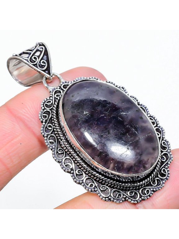 Natural Sunstone In Lolite Gemstone 925 Sterling Silver Pendant 2.29"