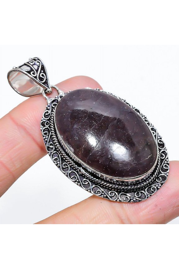 Natural Sunstone In Lolite Gemstone 925 Sterling Silver Pendant 2.40"