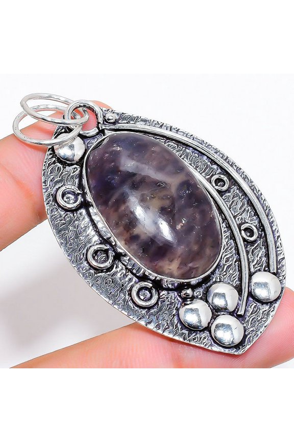 Natural Sunstone In Lolite Gemstone 925 Sterling Silver Pendant 2.64"