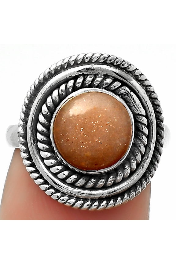 Natural Sunstone - Namibia 925 Sterling Silver Ring s.7 Jewelry R-1097 SDR166187
