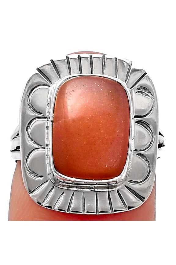 Natural Sunstone - Namibia 925 Sterling Silver Ring s.7 Jewelry R-1432 SDR223005