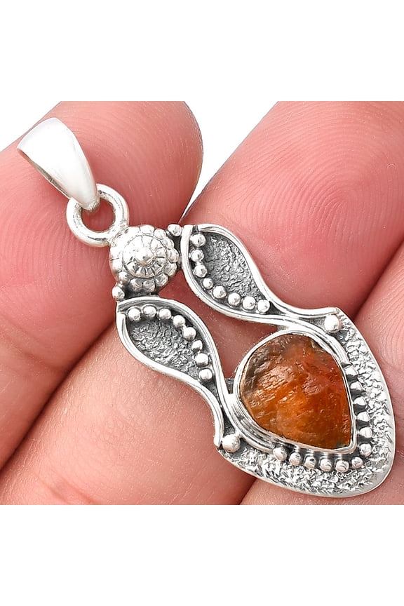 Natural Sunstone Rough 925 Sterling Silver Pendant Jewelry P-1277 SDP140567