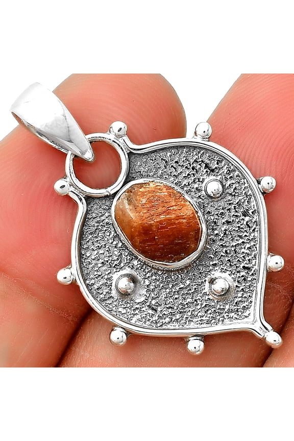 Natural Sunstone Rough 925 Sterling Silver Pendant Jewelry P-1403 SDP132442