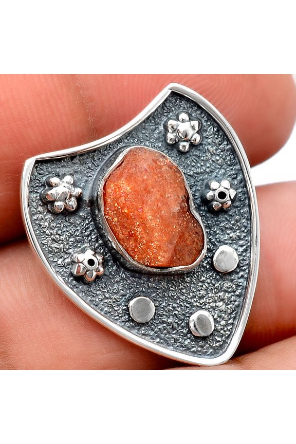 Natural Sunstone Rough 925 Sterling Silver Pendant Jewelry P-1477 SDP154582