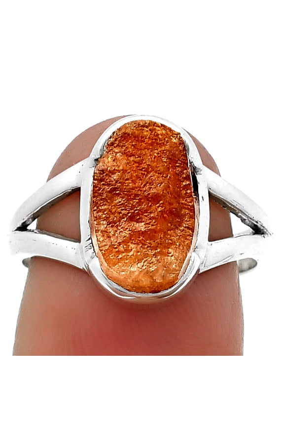Natural Sunstone Rough 925 Sterling Silver Ring s.7.5 Jewelry R-1438 SDR206368