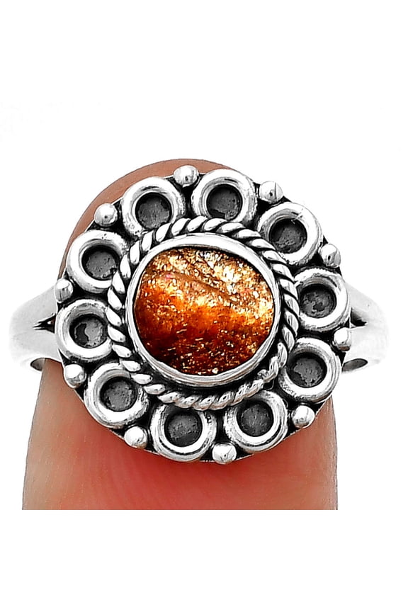 Natural Sunstone Rough 925 Sterling Silver Ring s.8.5 Jewelry R-1256 SDR204512