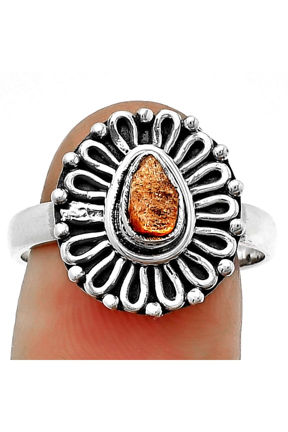 Natural Sunstone Rough 925 Sterling Silver Ring s.8.5 Jewelry R-1320 SDR204632