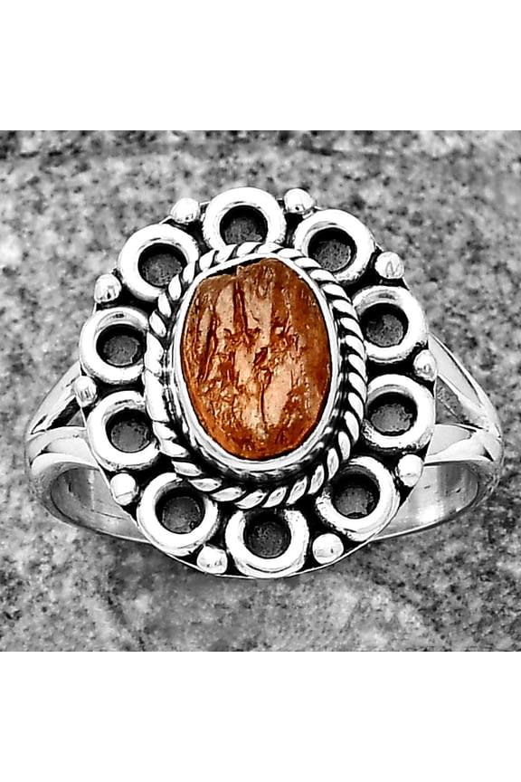 Natural Sunstone Rough 925 Sterling Silver Ring s.8 Jewelry R-1256 SDR204506
