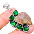 thumbnail image 1 of Natural Sunstone Rough, Diopside Gemstone 925 Sterling Silver Pendant 1.97", 1 of 1