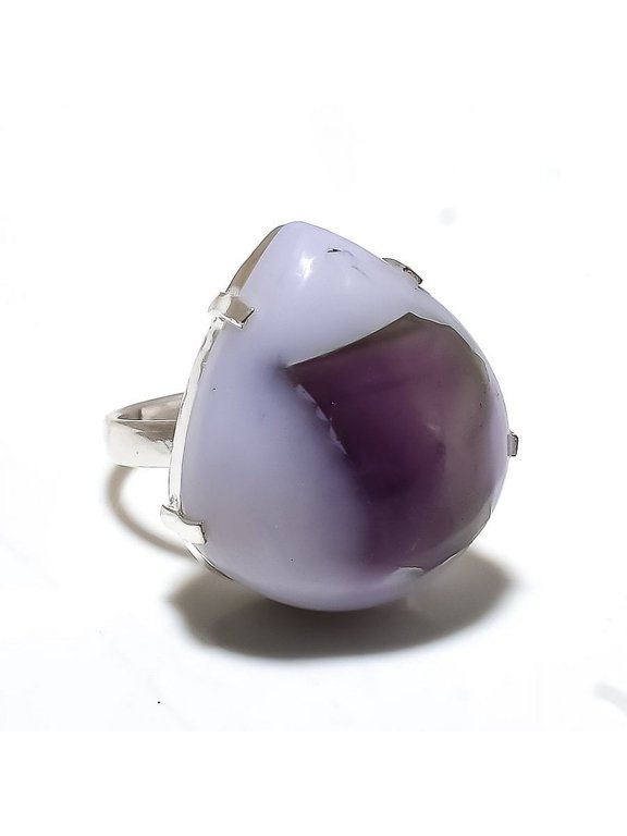 Natural Super Amethyst 23 Gemstone 925 Sterling Silver Ring Size 9.5