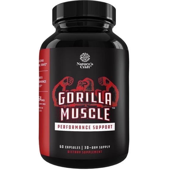 Natures Craft Gorilla Muscle Extra Strength Testosterone Booster Supplement for Men, 60 Capsules