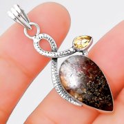 Natural Sutured Ammonite and Citrine 925 Sterling Silver Pendant Jewelry P-1111 SDP155146