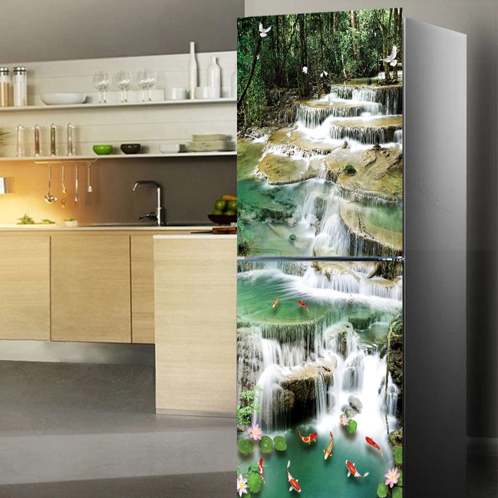 Natural Swan Waterfall Wallpaper For Refrigerator Lane Flowers Adhesive ...