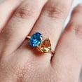 thumbnail image 1 of Natural Swiss Blue Topaz & Citrine Ring, 14K Solid Yellow Gold Blue Topaz Citrine Ring, December Birthstone, Christmas Gift, Toi et Moi Ring, 1 of 10