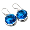 thumbnail image 1 of Natural Swiss Blue Topaz Gemstone 925 Sterling Silver Jewelry Earring 1.50", 1 of 2