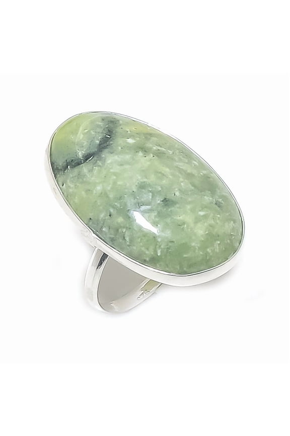 Natural Swiss Green Opal Gemstone 925 Sterling Silver Jewelry Ring Size 6.5