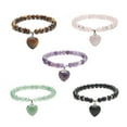 thumbnail image 1 of Natural & Synthetic Gemstone Beads Stretch Bracelets Heart Charms Bracelets for Women Inner Diameter: 2-1/8 inch(5.3cm), 1 of 6