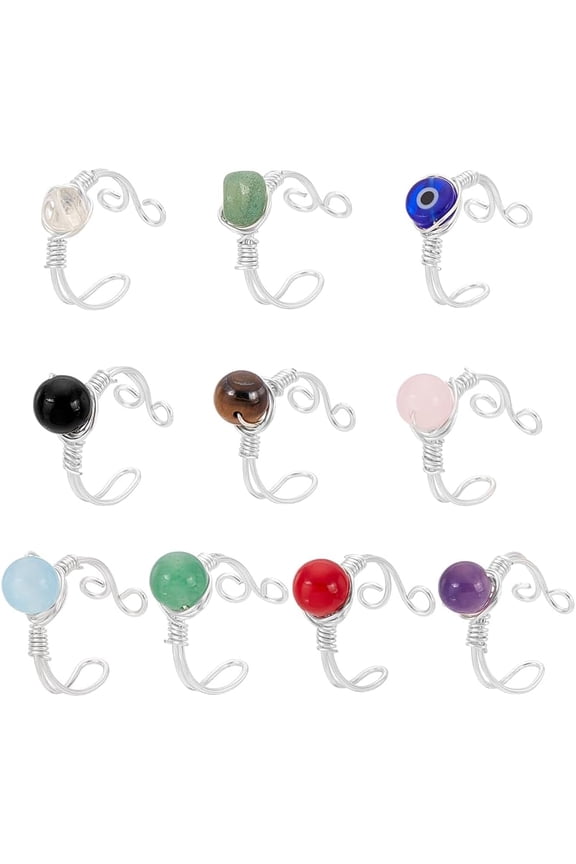 Natural & Synthetic Gemstone and Lampwork Finger Rings Light golden Inner Diameter: 18mm