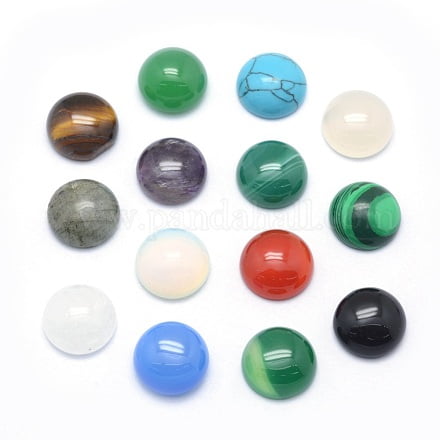 Natural & Synthetic Mixed Stone Cabochons Half Round 12x5~6mm