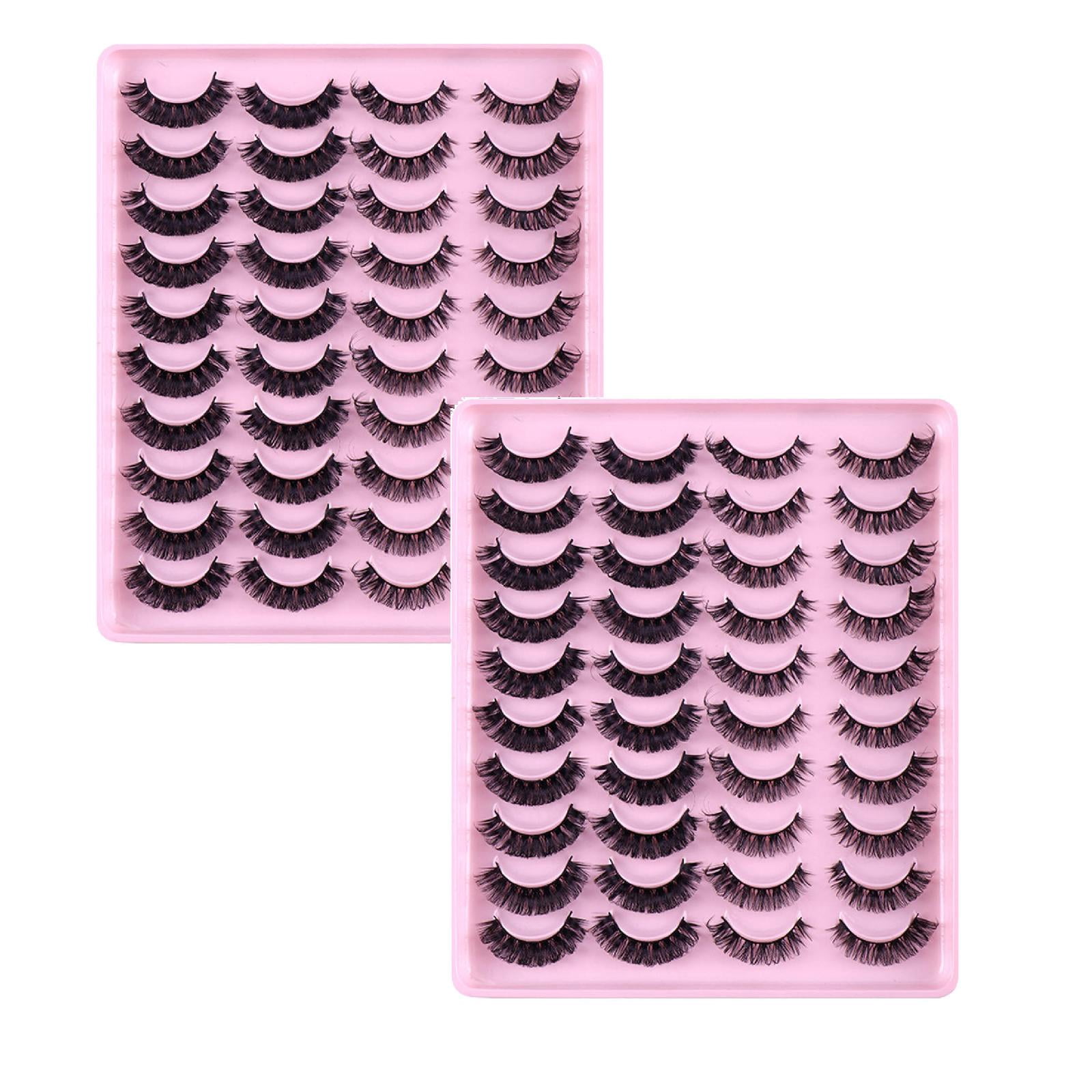 Natural Synthetic Volume False Eyelashes - Pack of 20 Pairs, Thick Full Volume, Natural Curling, High-Quality Synthetic Fibers, Dramatic Look, Beauty Makeup Tool, Women, Reusable 20 pairs*40