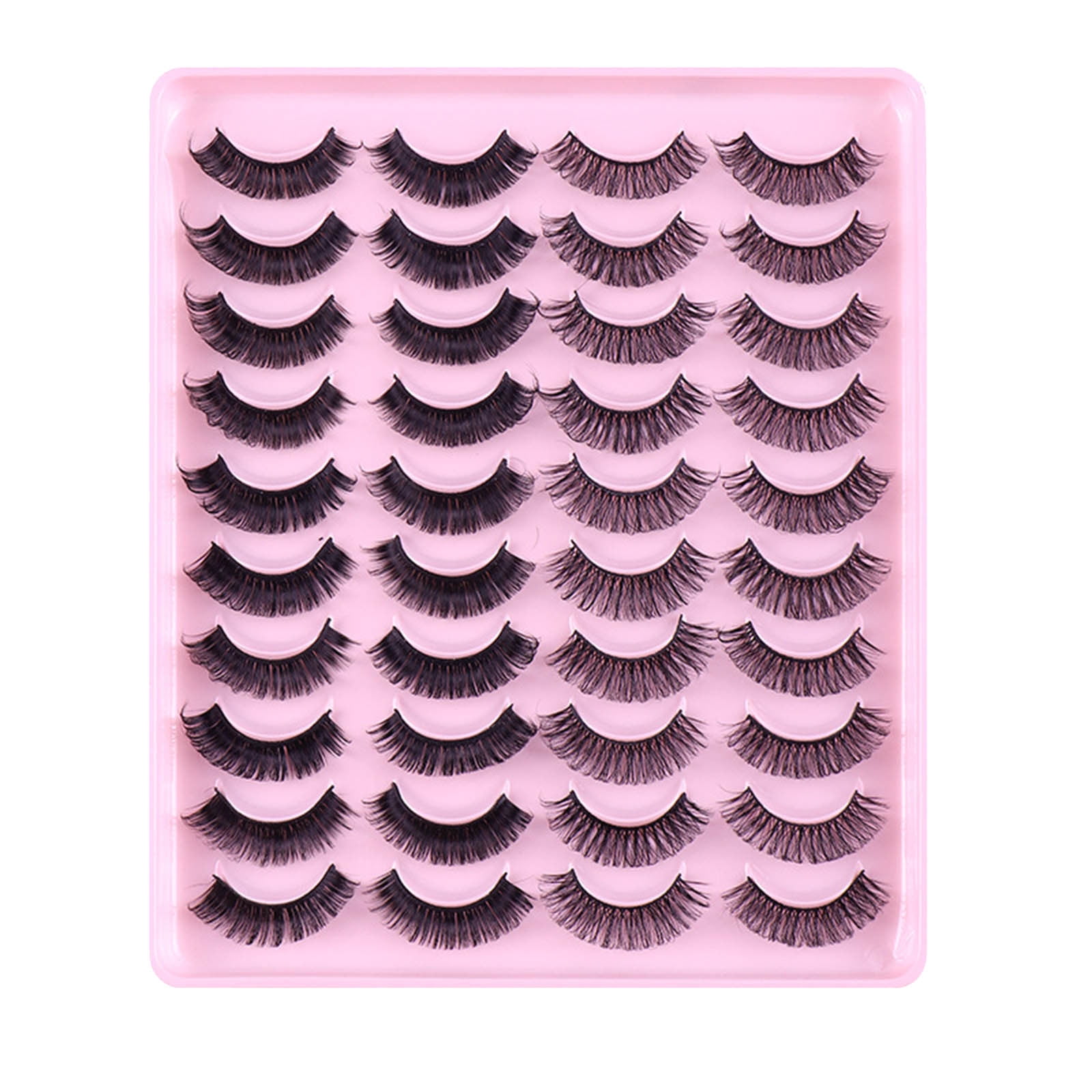 Natural Synthetic Volume False Eyelashes - Pack of 20 Pairs, Thick Full Volume, Natural Curling, High-Quality Synthetic Fibers, Dramatic Look, Beauty Makeup Tool, Women, Reusable