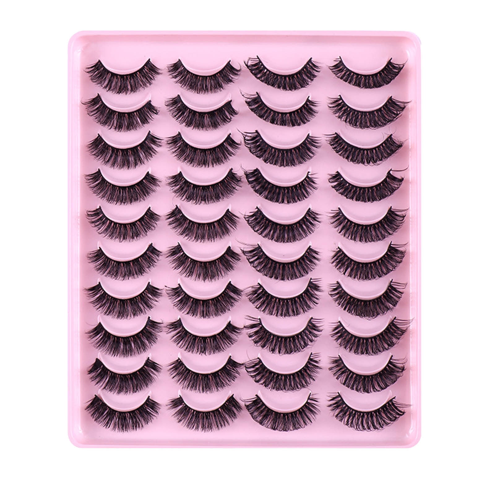 Natural Synthetic Volume False Eyelashes - Pack of 20 Pairs, Thick Full Volume, Natural Curling, High-Quality Synthetic Fibers, Dramatic Look, Beauty Makeup Tool, Women, Reusable