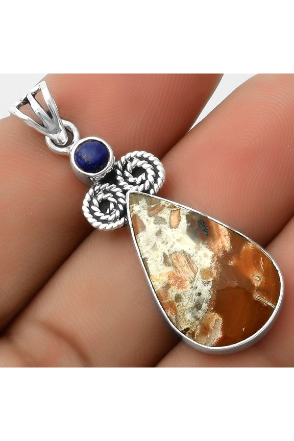 Natural Tabu Jasper & Lapis 925 Sterling Silver Pendant Jewelry P-1093 SDP116897