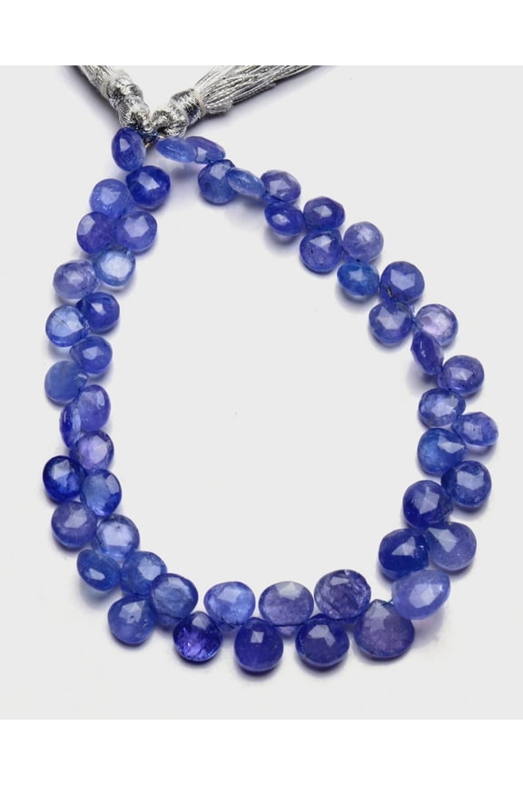 Natural Tanzanite Beads Faceted Heart Shape Briolette 7mm to 9mm 9 Inch Strand for Jewelry Design Supplies and DIY Bracelet Necklace Making