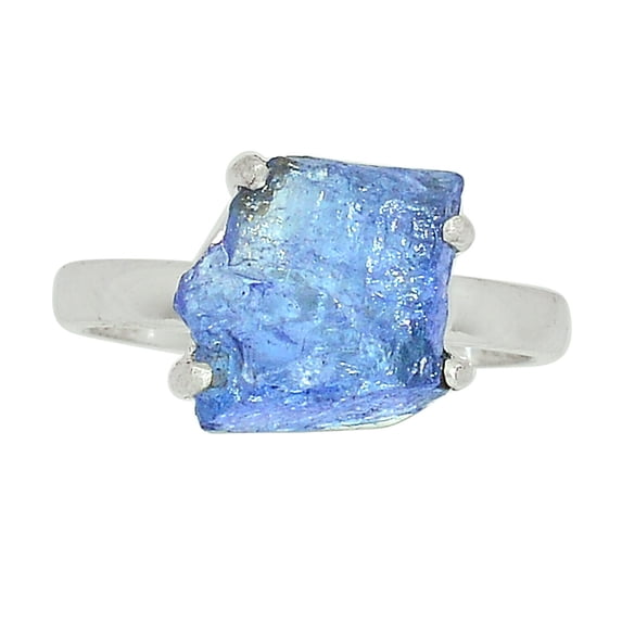 Natural Tanzanite Crystal 925 Sterling Silver Ring Jewelry s.7 ALLR-24484