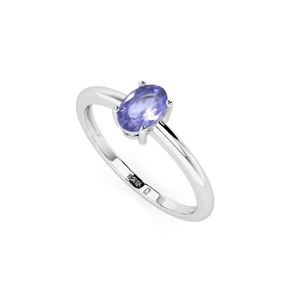 Natural Tanzanite Oval Shape Rings in Sterling Silver for Women, December Birthstone Jewelry for Her Birthday, Wedding Anniversary, Christmas, Mothers Day