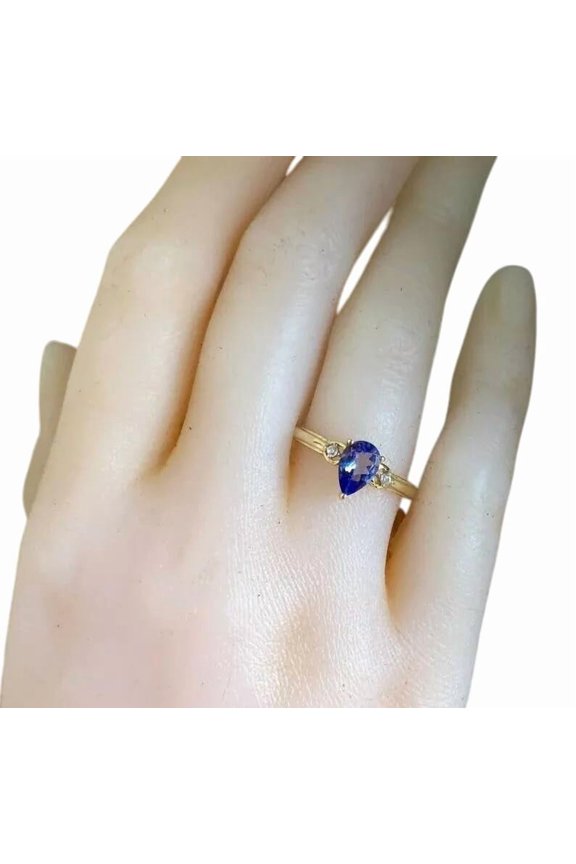 Natural Tanzanite Ring, AAA Tanzanite Gemstone Ring, December Birthstone, Zircon Ring Womens Ring, Gold Micron, 925 Sterling Silver, Cocktail Ring, Dainty Minimal Stacking jewelry, Birthday Gift Ring
