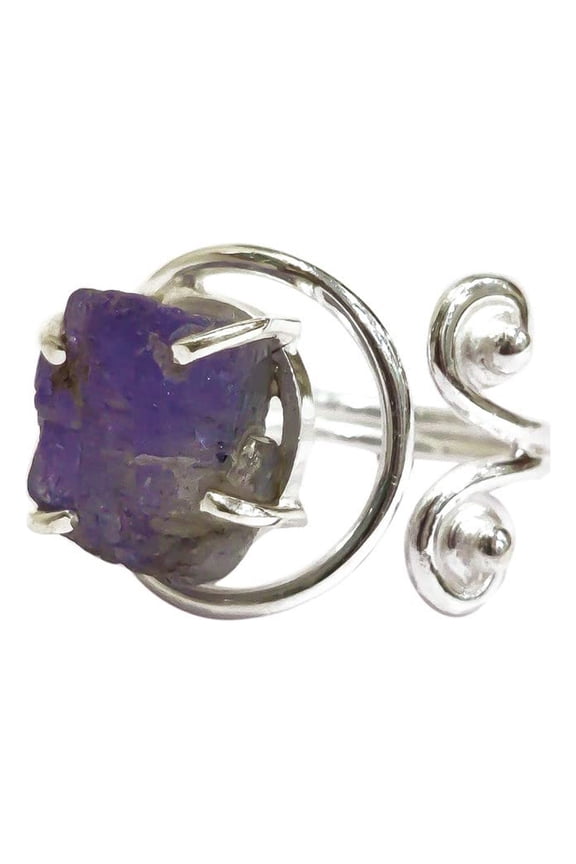 Natural Tanzanite Ring, Raw Tanzanite Ring, December Birthstone, Designer Adjustable Ring, 925 Sterling Silver, Womens Ring, Christmas, Handmade, Statement Jewelry, Rough Gemstone Jewelry