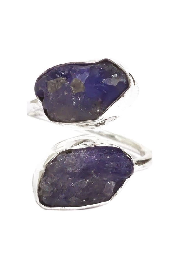Natural Tanzanite Ring, Raw Tanzanite Ring, December Birthstone, Double Stone Adjustable Ring, 925 Sterling Silver, Womens Ring, Christmas, Handmade, Statement Jewelry, Rough Gemstone Jewelry