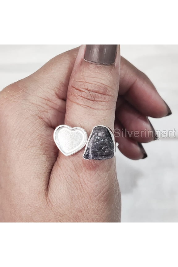 Natural Tanzanite Ring, Raw Tanzanite Ring, December Birthstone, Heart Stone Adjustable Ring, 925 Sterling Silver, Womens Ring, Christmas, Handmade, Statement Jewelry, Rough Gemstone Jewelry