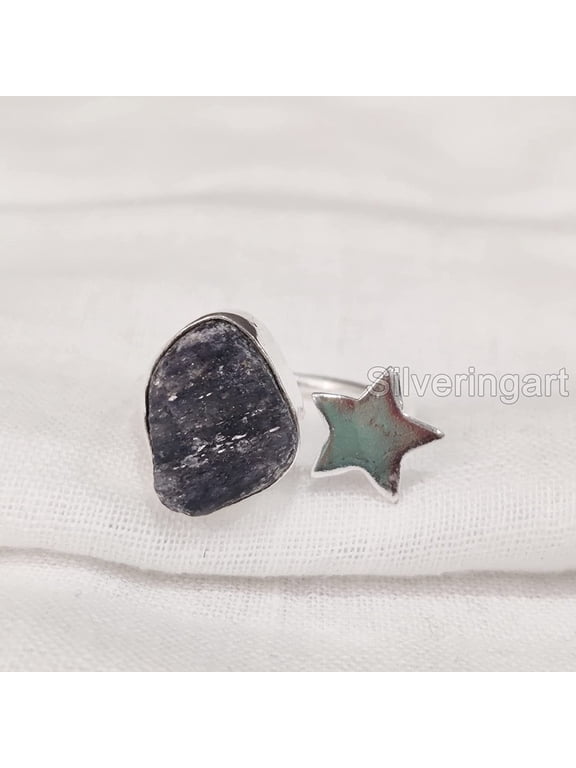 Natural Tanzanite Ring, Raw Tanzanite Ring, December Birthstone, Star Stone Adjustable Ring, 925 Sterling Silver, Womens Ring, Christmas, Handmade, Statement Jewelry, Rough Gemstone Jewelry