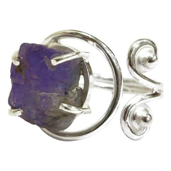 Natural Tanzanite Ring, Raw Tanzanite Ring, December Birthstone, Designer Adjustable Ring, 925 Sterling Silver, Womens Ring, Christmas, Handmade, Statement Jewelry, Rough Gemstone Jewelry